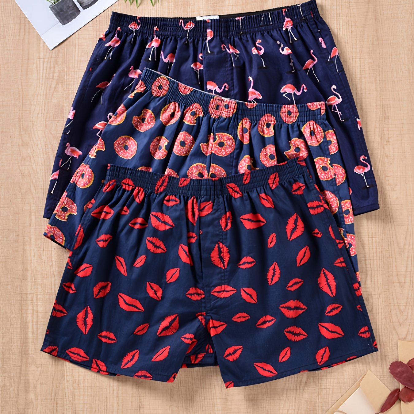 Мужские хлопковые боксёры в многоцветном стрелочном принте, свободный крой, дышащий, комплект из трёх