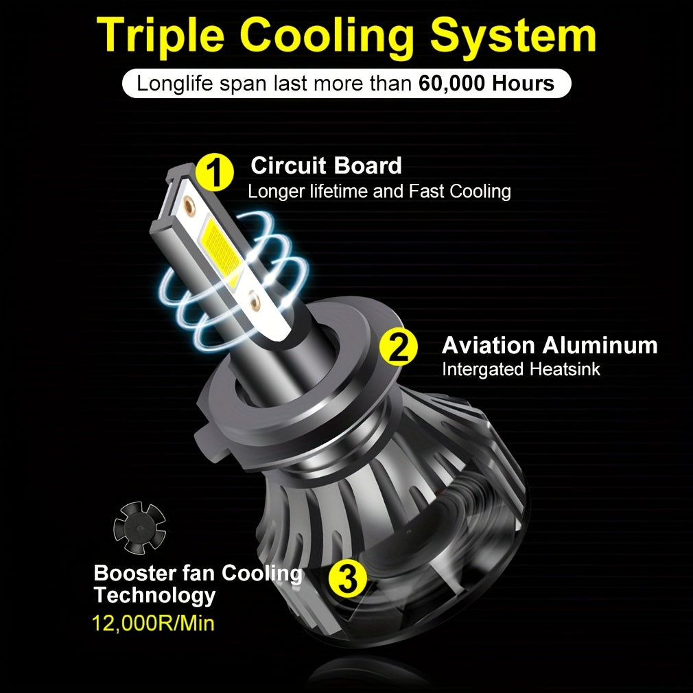 2 Pack LED Headlight Bulbs H11 H7 H4 White Bright Easy to Install