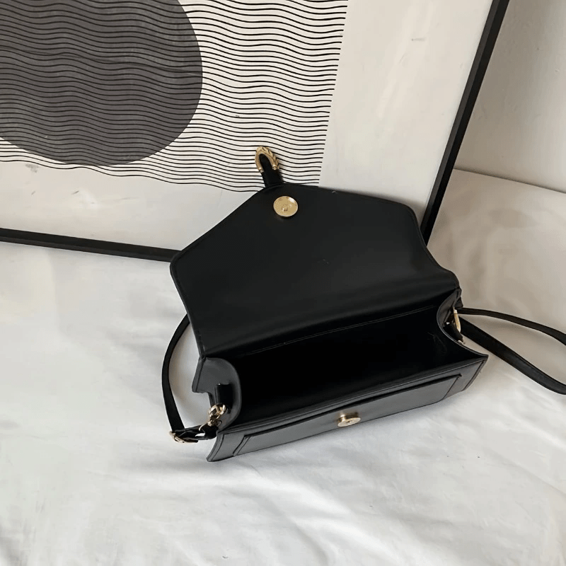 Women's PU Shoulder Bag Crossbody with Buckle Closure for Autumn Winter Black