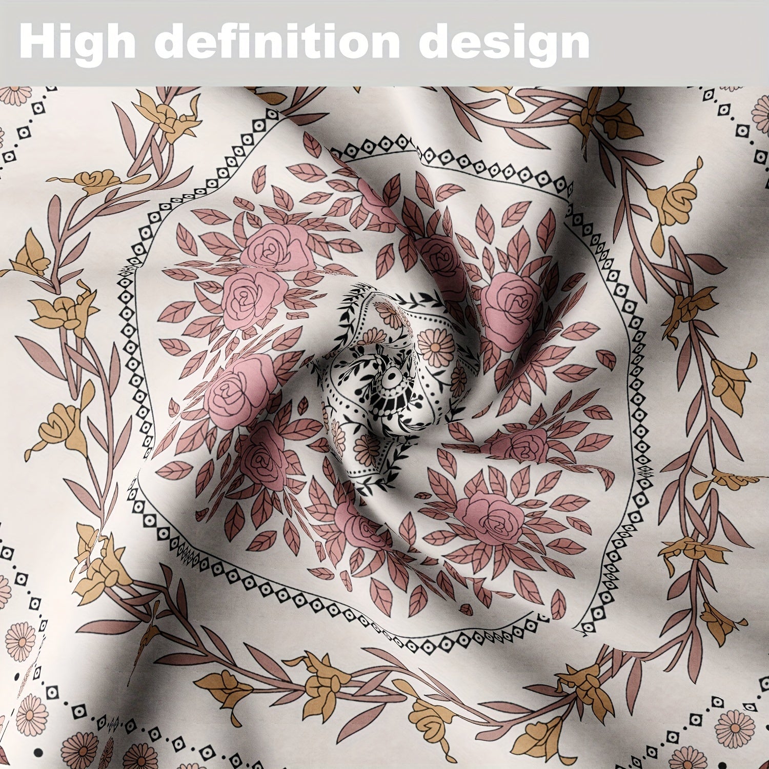 Large Flower Pattern Round Tablecloth for Dining and Home Decor