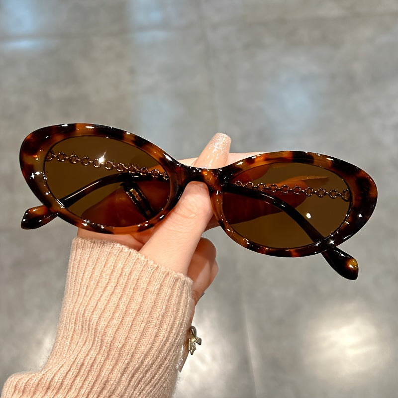 Women's Cat Eye Glasses Small Frame Metal Hollow Arms Anti-Reflective Lenses for Beach and Party