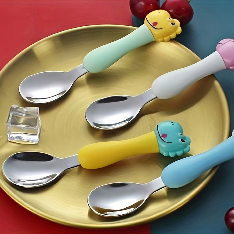 Children's Dinosaur Dinnerware Set Stainless Steel Fork and Spoon for Kids