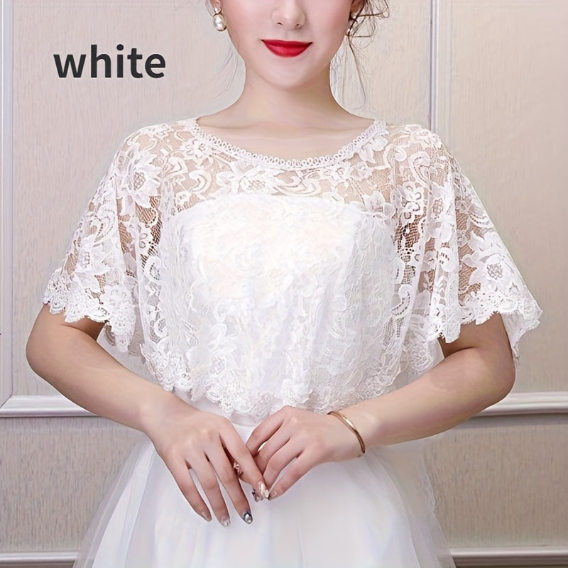 Bridal Lace Shawl Polyester Cape for Wedding Gowns and Special Occasions