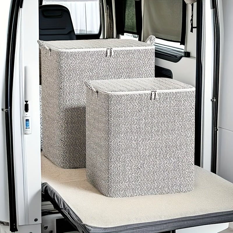 Large Storage Bag with Zipper Handles Non-Woven Material for Clothes Quilts Blankets in Bedroom Car Trunk