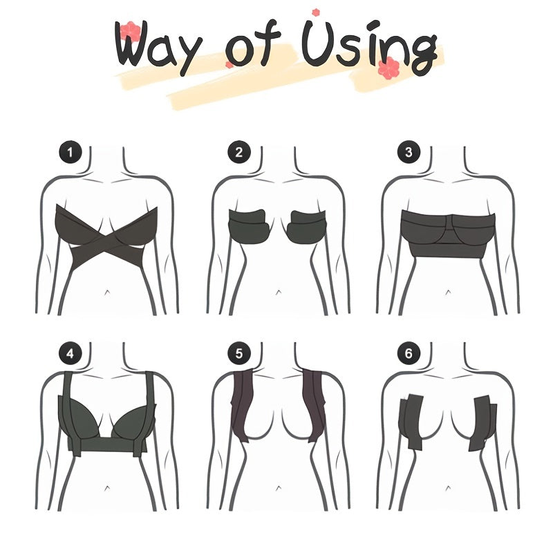 Breathable Body Tape Set with Backless Nipple Covers for A-E Cup Large Breast Support