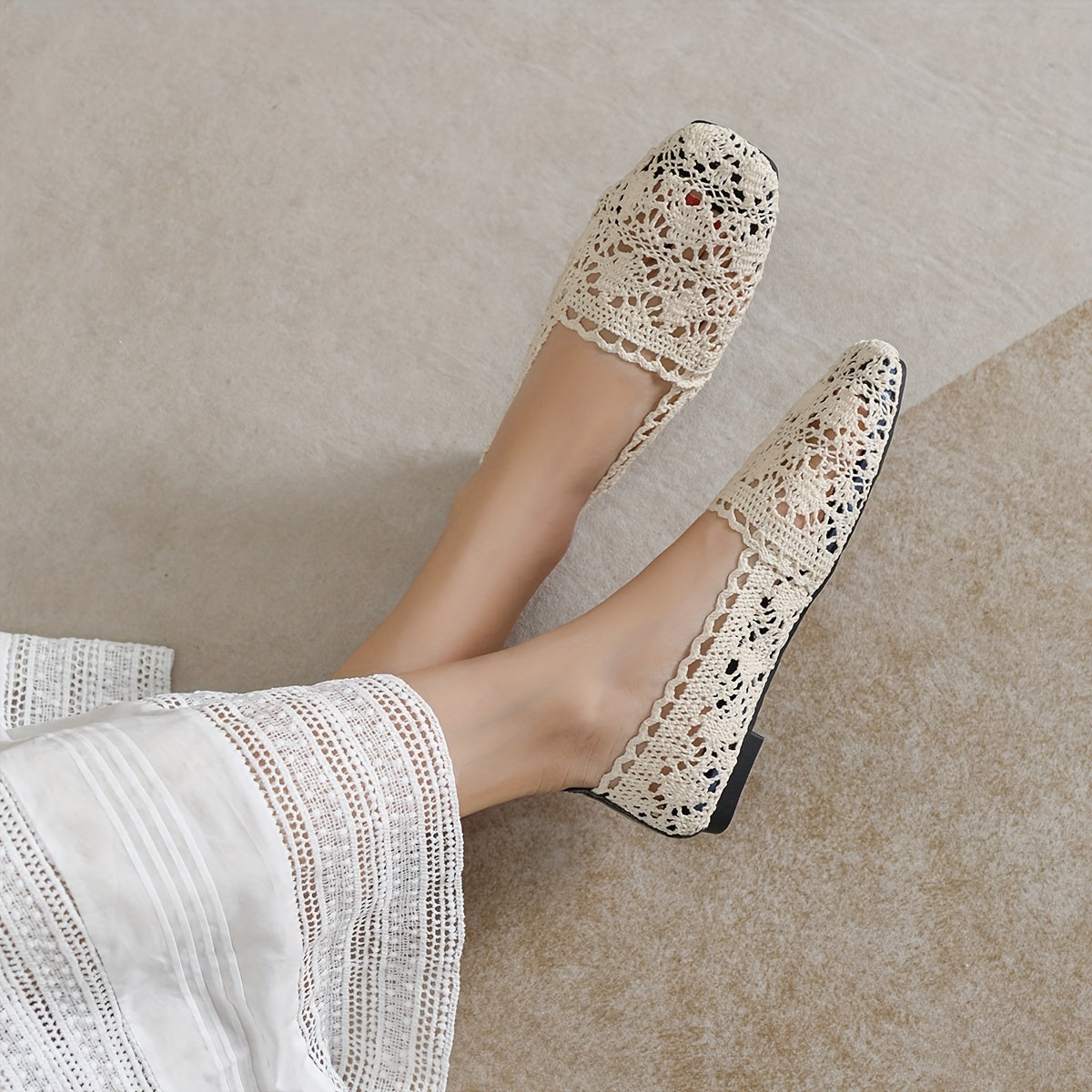 Women's Mary Jane Shoes Slip-On Breathable Net Flat All-Season Casual Dressy