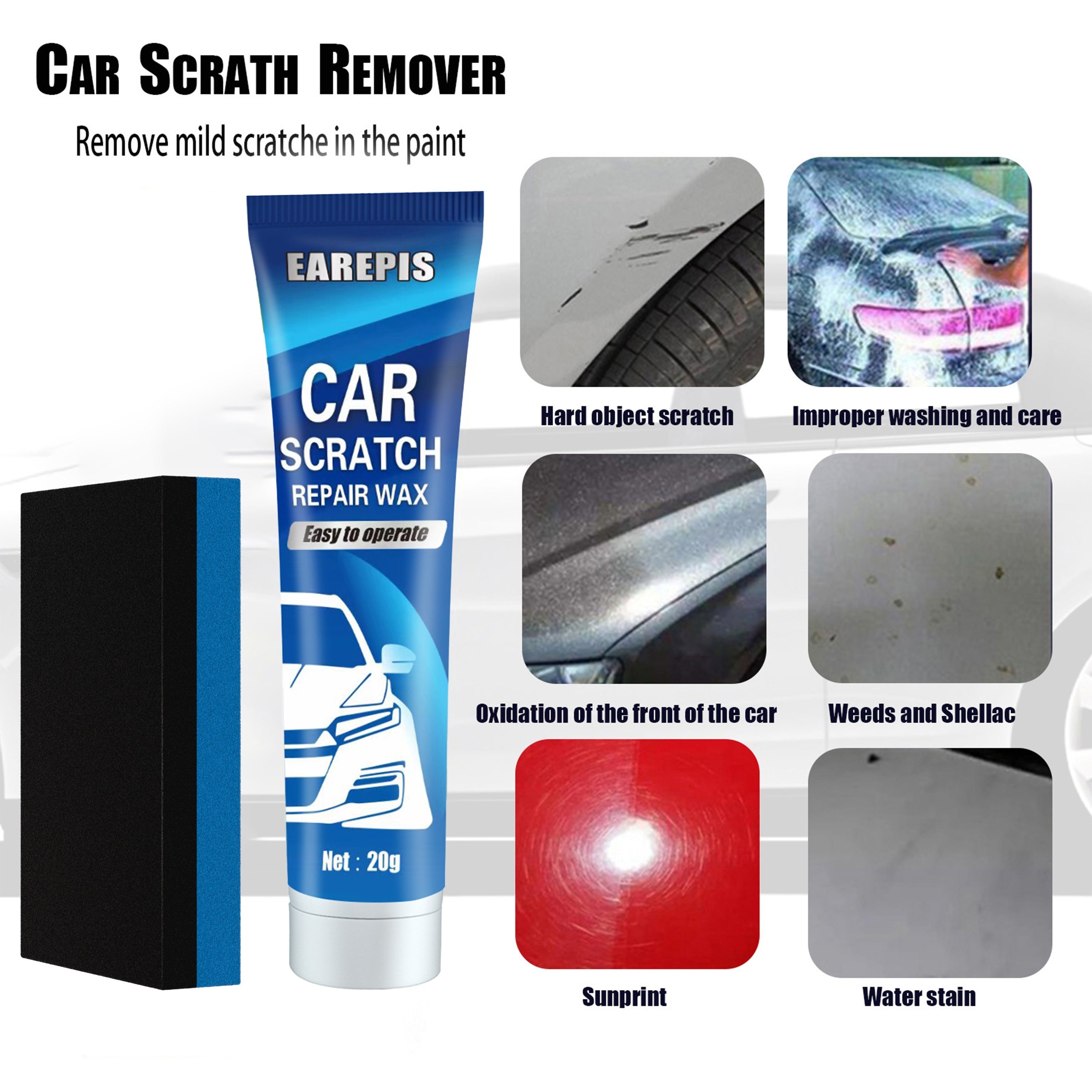 Car Scratch Remover Wax - Restores Shine Quickly for All Paint Colors