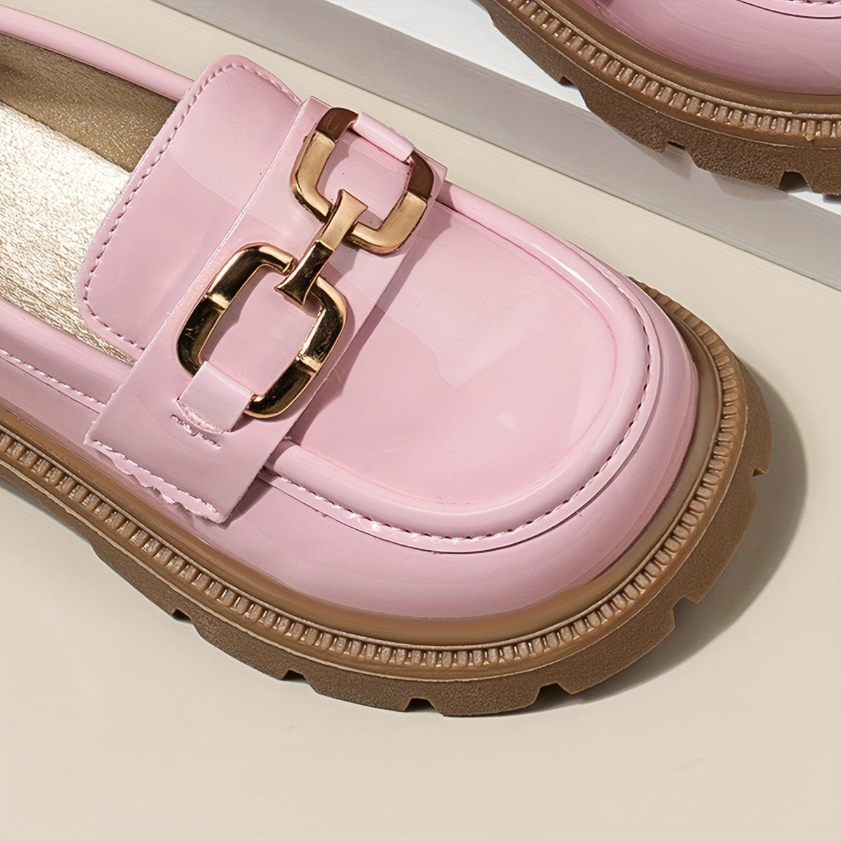 Детские лоферы с металлической пряжкой, обувь на slip-on для мальчиков и девочек