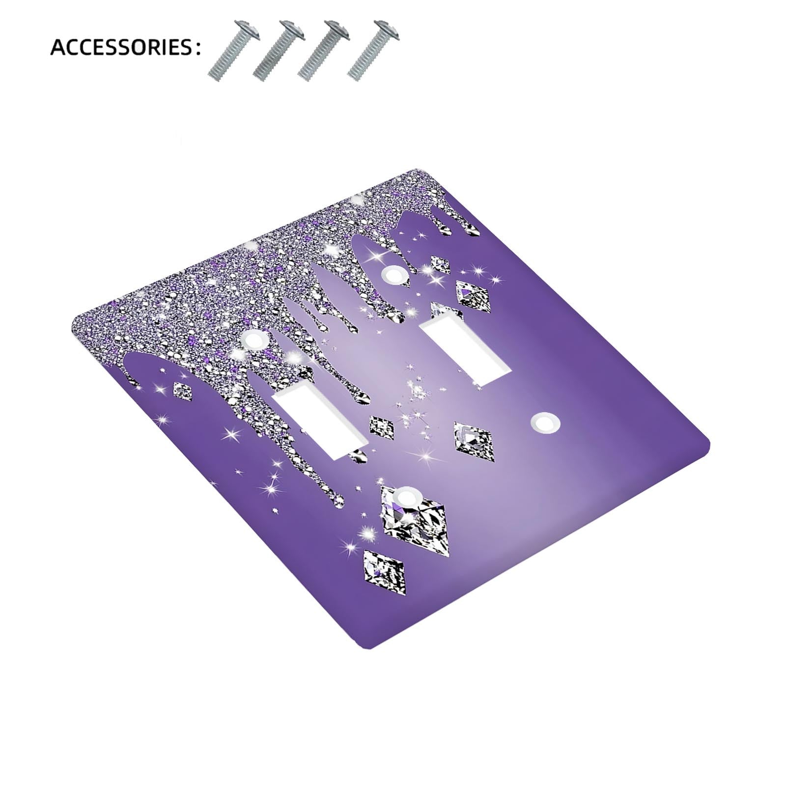 Purple Glitter Diamond Drip Light Switch Cover 1 or 2 Gang Ornate Design