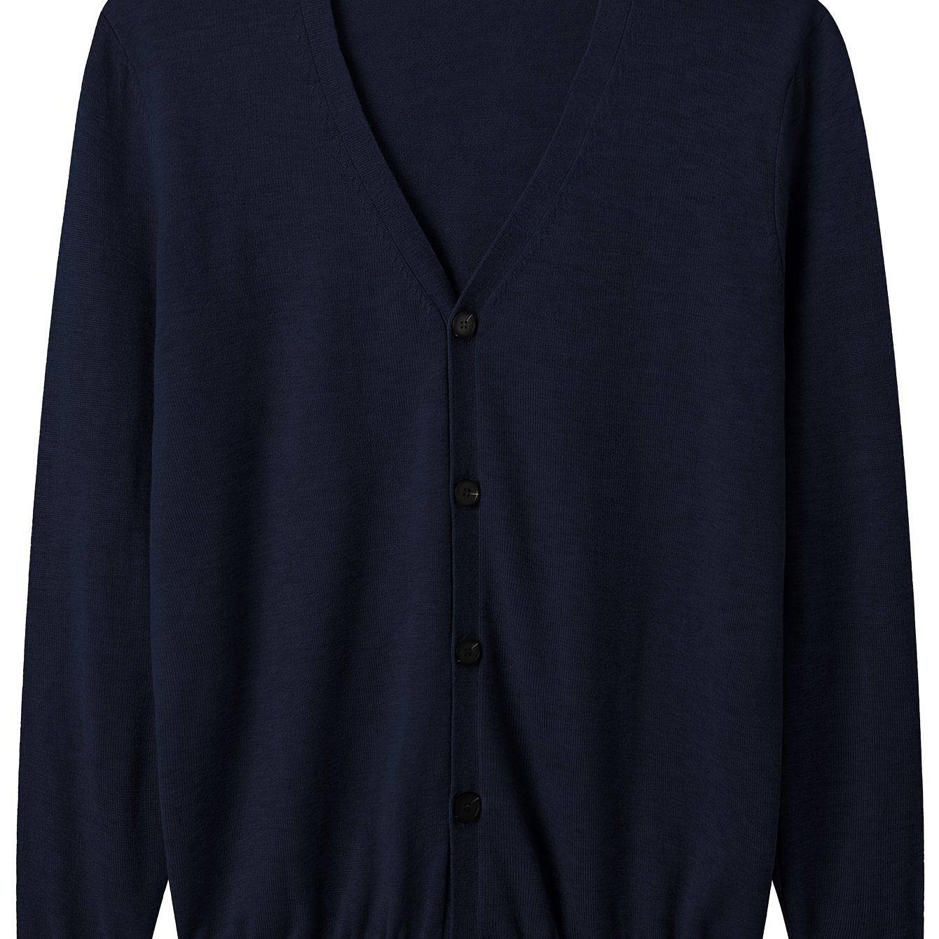 Suéter de punto ligero de botones en cuello en V en color mostaza para hombre de tallas grandes