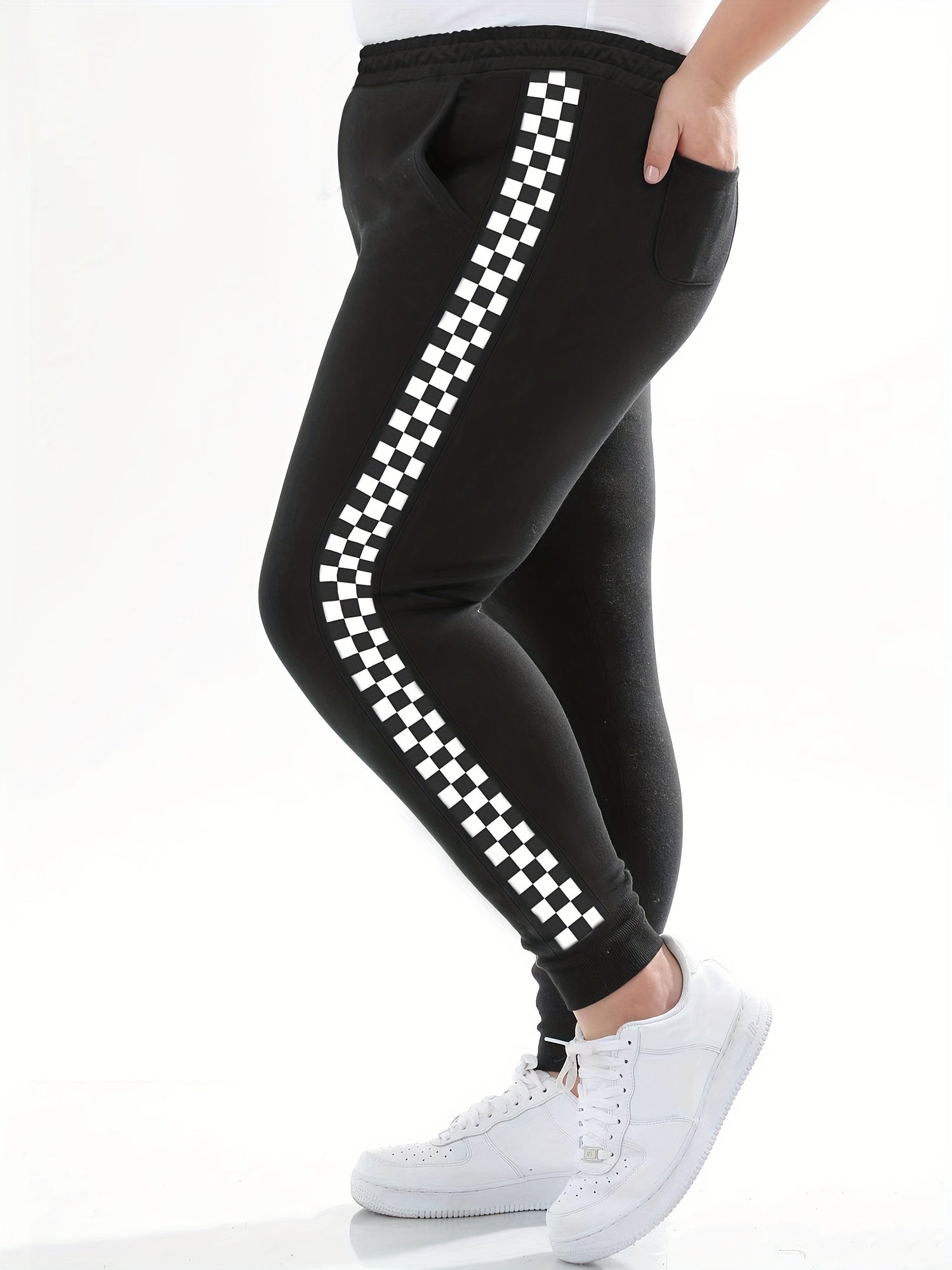 Pantalones jogger de sudadera para mujer talla plus, pantalones largos casuales con bolsillos