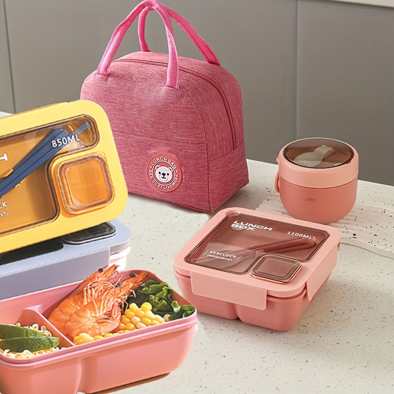 3-Piece Large Capacity Oxford Cloth Storage Bags for Lunch and Organizer in Bright Pink Grey Blue Green