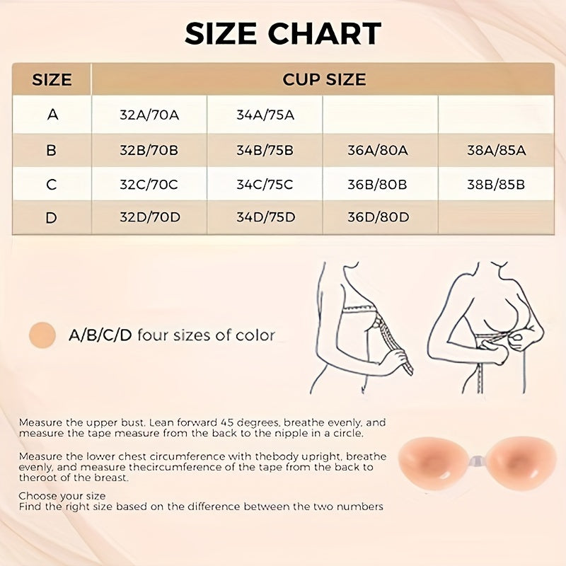 Silicone Strapless Backless Push Up Bra with Nipple Covers for Women