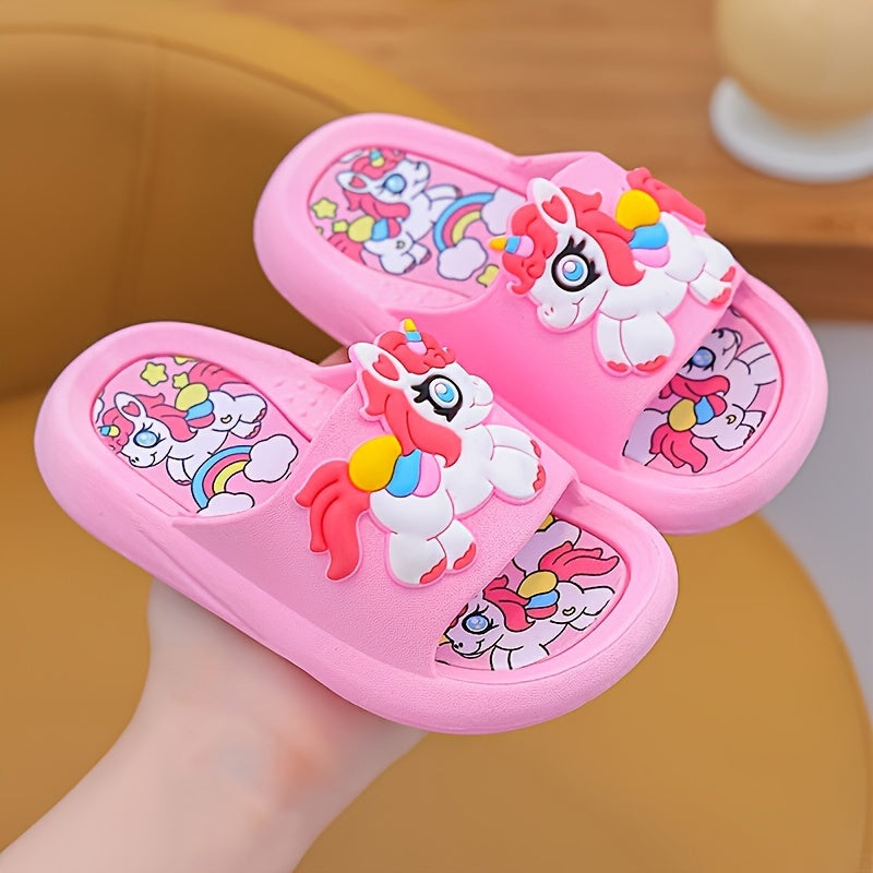 Kids' All-Season Cartoon Slippers for Boys and Girls Non-Slip Breathable PVC