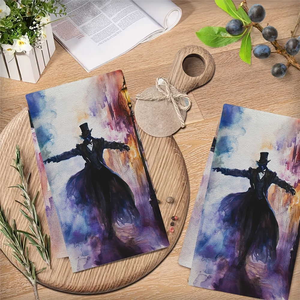 Set of 2 Ultra Soft Kitchen Towels with Phantom of the Opera Design 40x60 cm