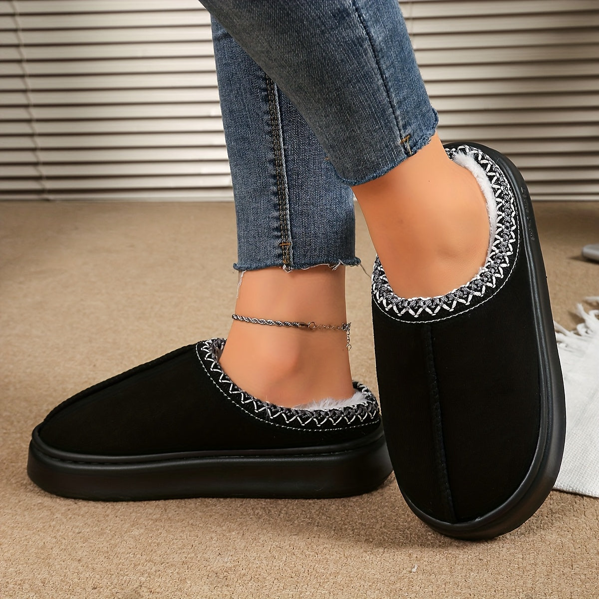 Unisex Indoor Outdoor Plush Lined Slippers Comfortable Warm Non-Slip