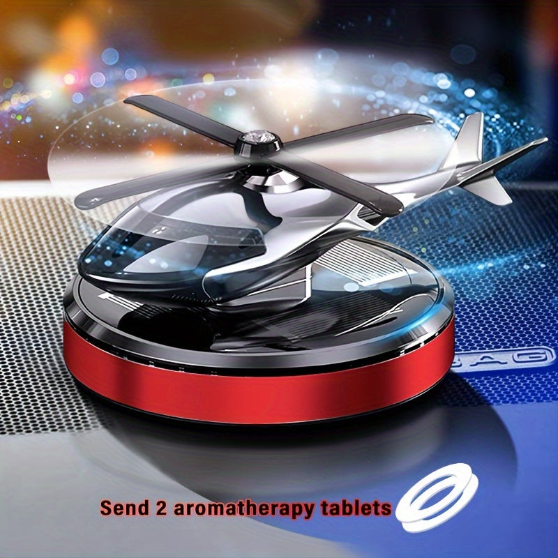 Universal Solar-Powered Car Air Freshener Diffuser with Rotating Helicopter Shape