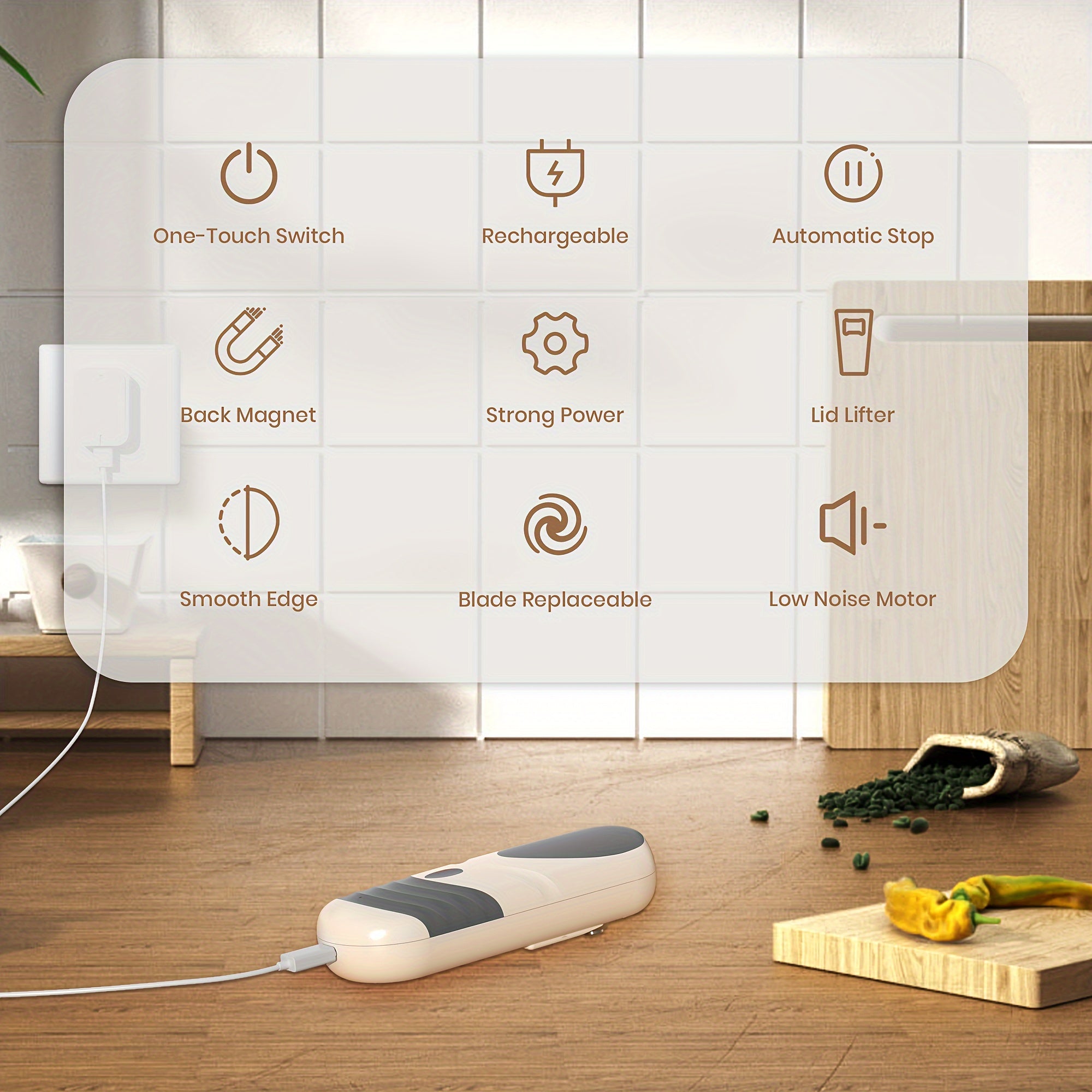 Mini Electric Can Opener USB Rechargeable One-Touch Automatic Safe for Seniors