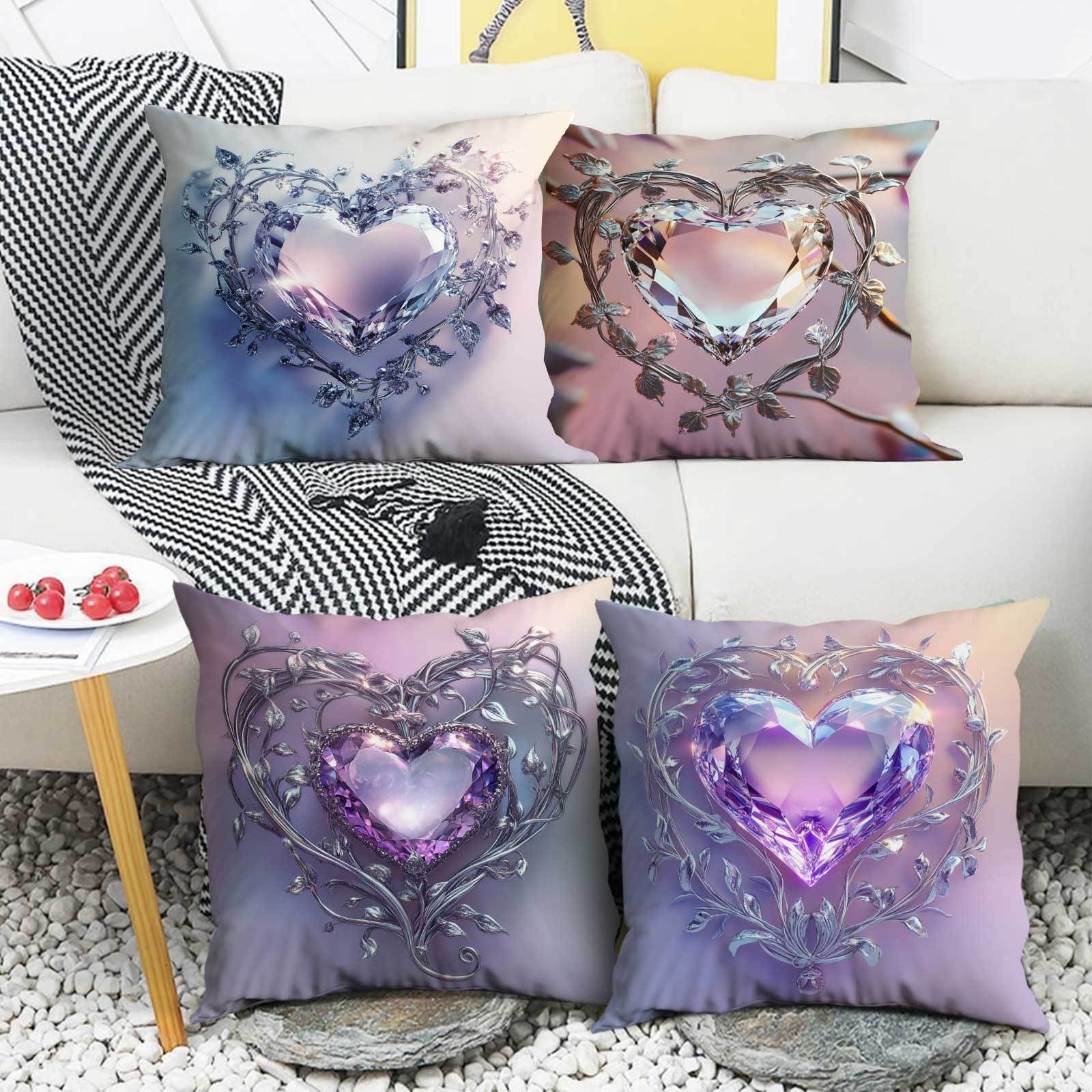 Four-Piece Ice Crystal Love Four-Leaf Clover Pillowcases Comfortable for Bedroom Office Balcony Car