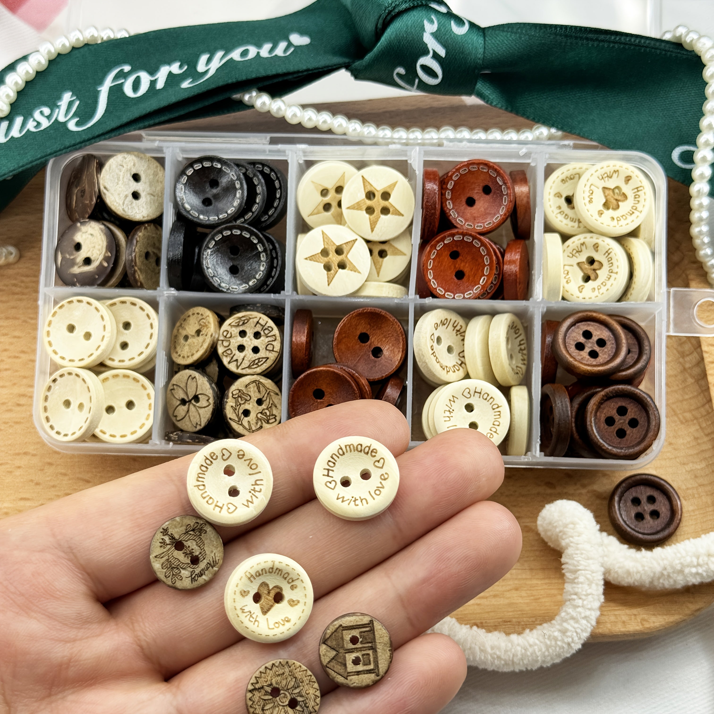 Set of 136 Decorative Buttons for DIY Crafts and Sewing Projects