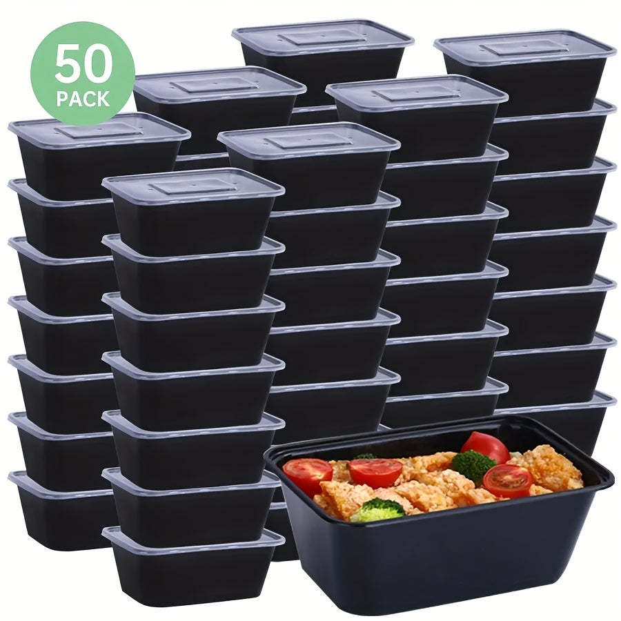 Plastic Black Food Storage Containers 26oz Leakproof Stackable Bento Boxes