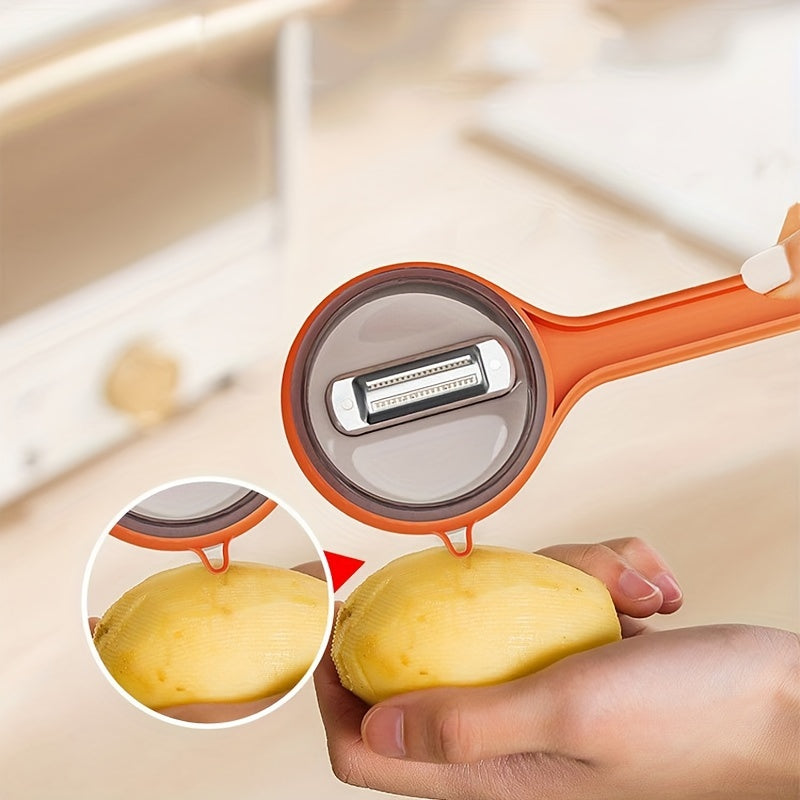Compact Vegetable Peeler with Storage Container Durable Thermoplastic Polyurethane