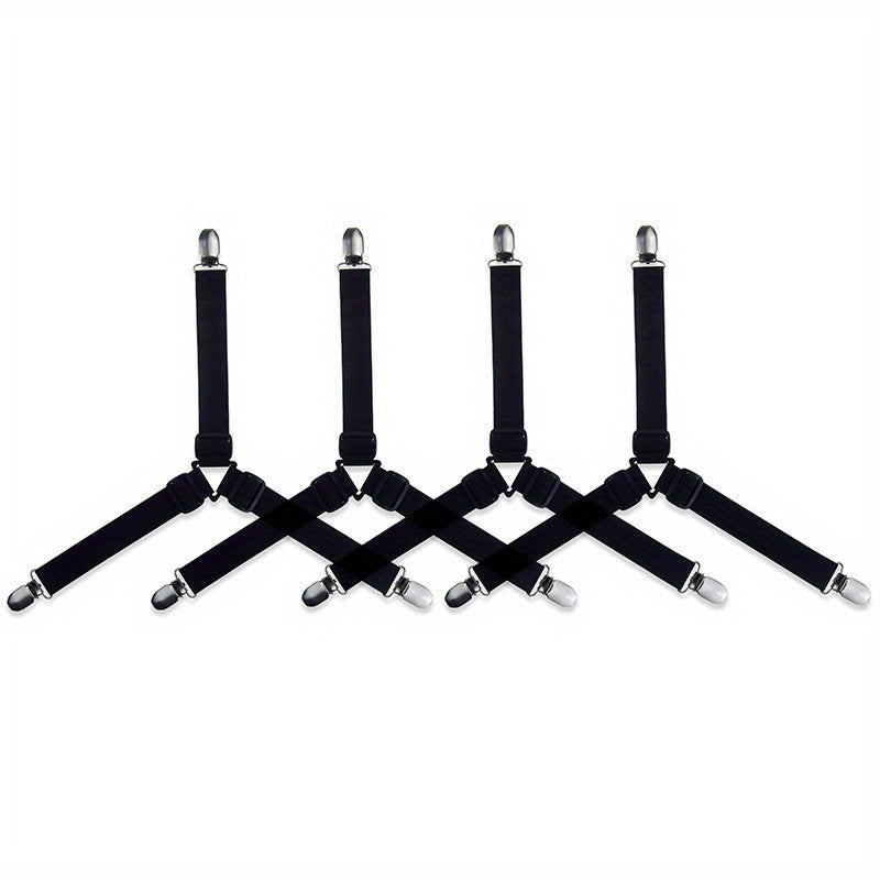 Adjustable Bed Sheet Fasteners Set of 4, Elastic Clips for Sofas and Tablecloths