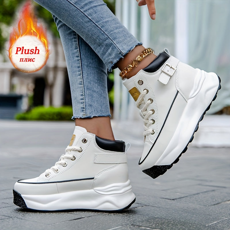 Women's Plush-Lined Ankle Boots Microfiber Winter Snow Casual Outdoor