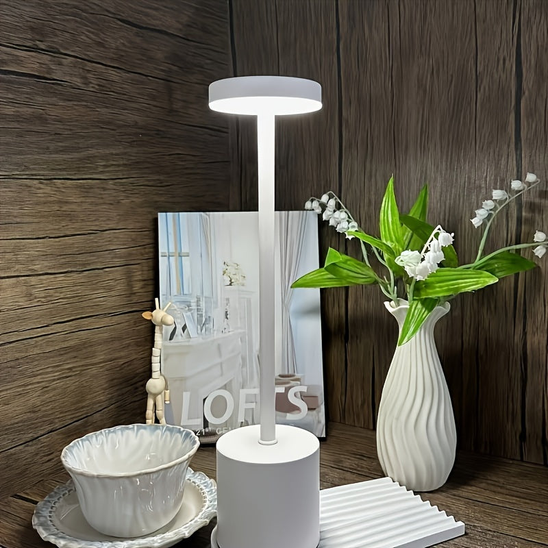 Contemporary Touch Control Table Lamp with Adjustable LED and Rechargeable Night Light in 3 Colors