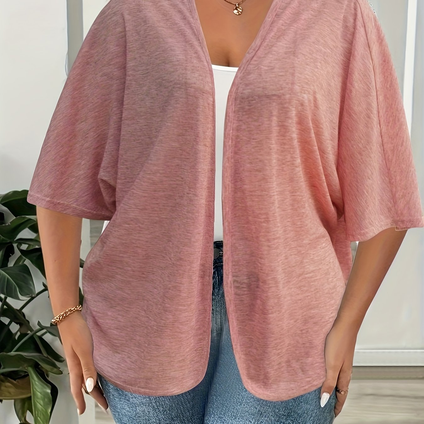 Plus Size Women's Lightweight Breathable Open Front Cardigan Casual Oversized Spring Summer