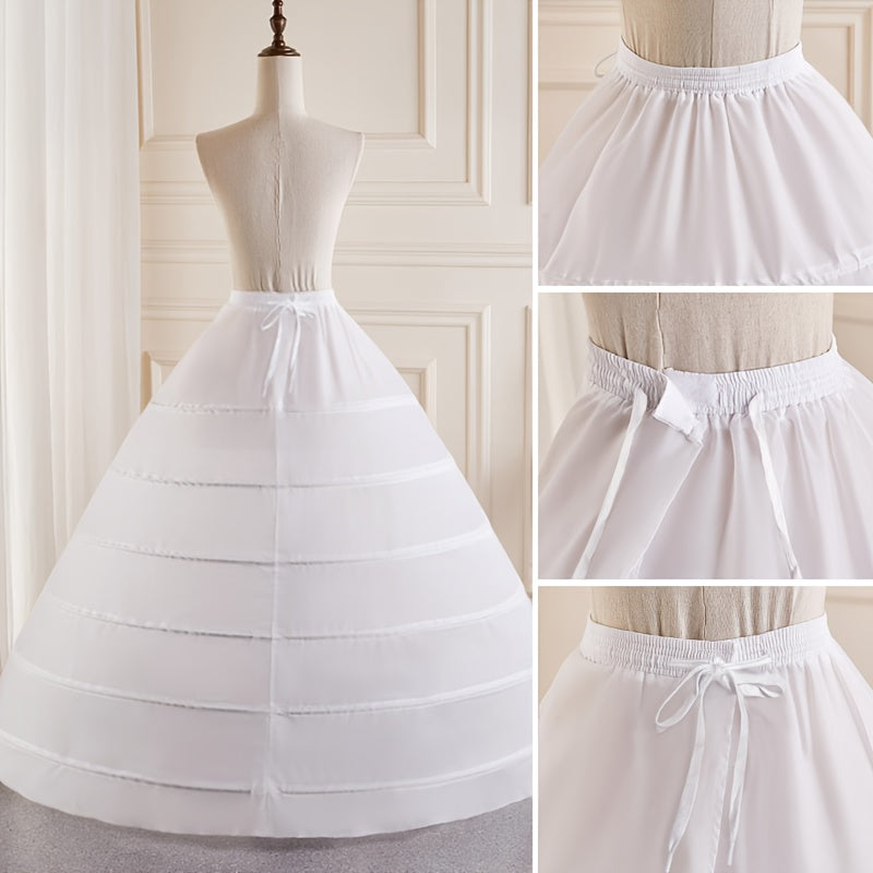 6-Hoop Wedding Dress Petticoat No Tulle Hand Washable Polyester Formal Wear