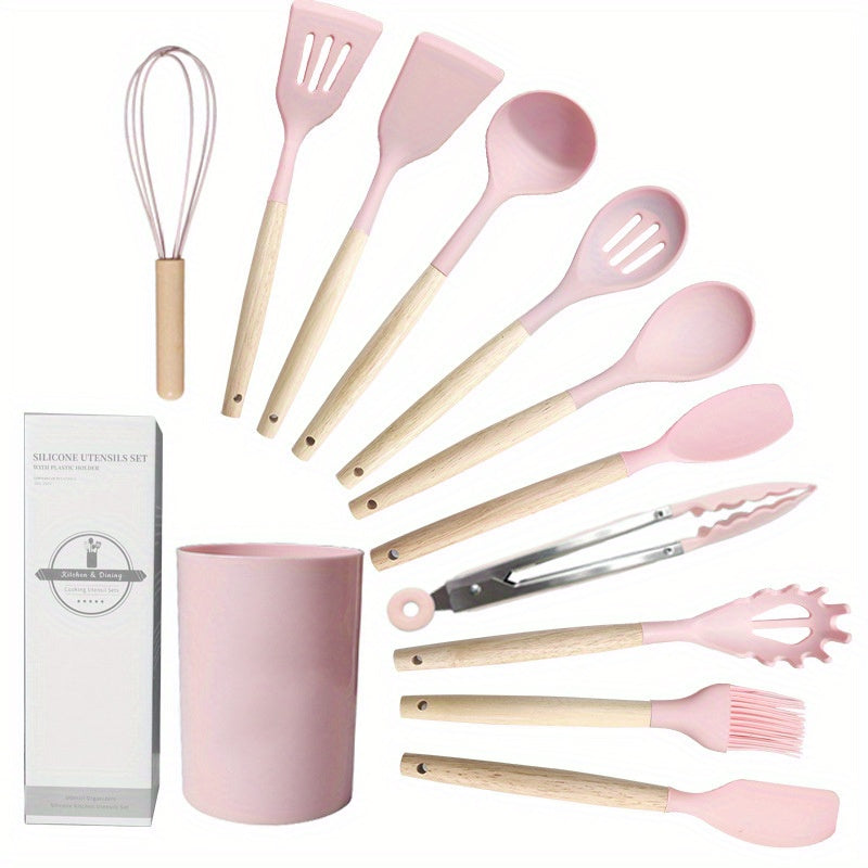 Silicone Kitchen Utensil Set 12 Pieces Non-Stick Food Grade Cooking Tools