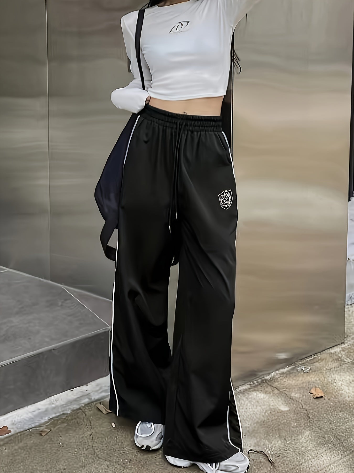 Women's Straight Leg Pants with Baroque Pattern Polyester Elastane Woven Fabric