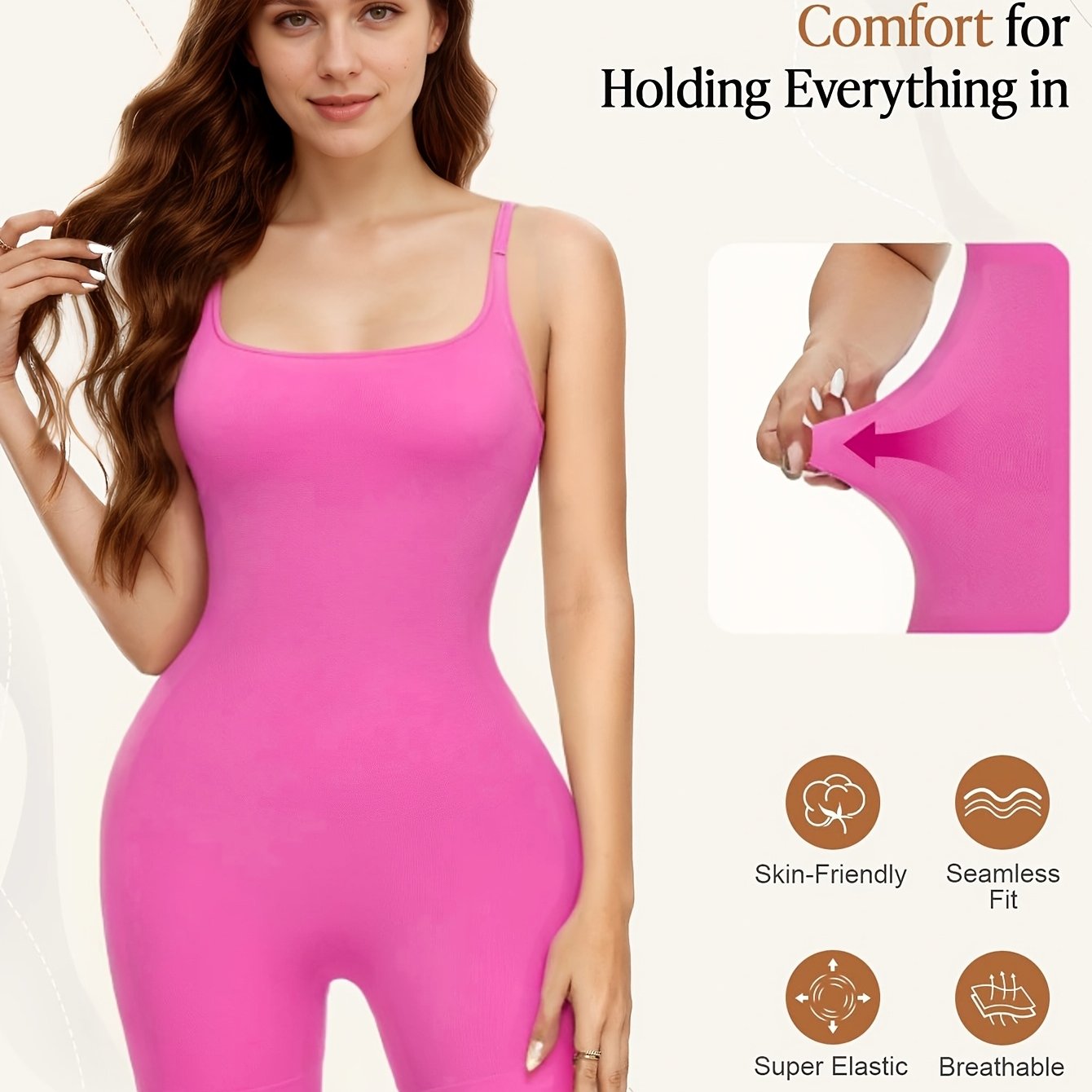 Women's Plus Size Shaping Bodysuit Seamless Tummy Control Sleeveless Solid Color