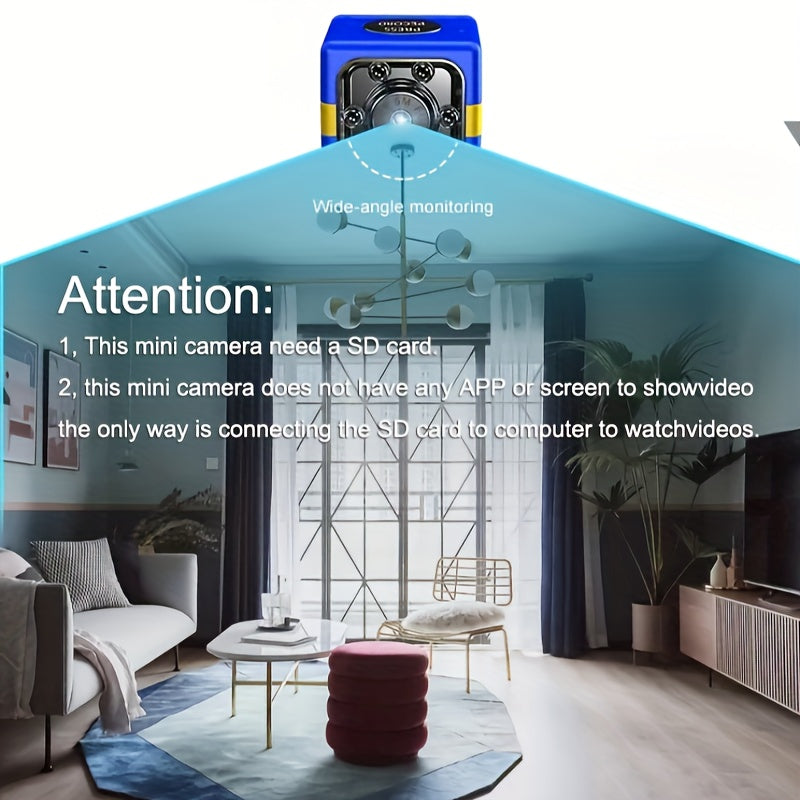 Compact Action Camera with Blue LCD Display 480p Video DVR Recording Rechargeable Battery