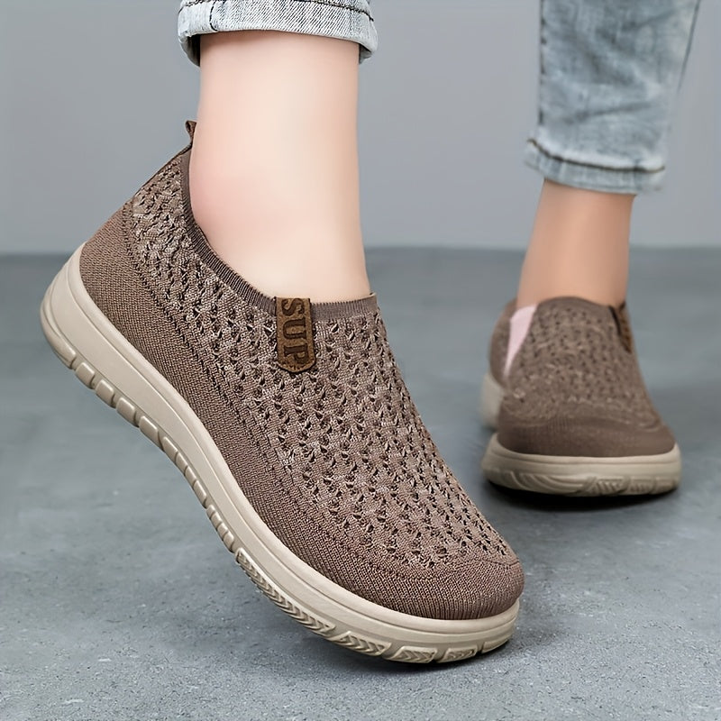 Women's Slip-On Casual Sneakers - Breathable Knit, Lightweight, All-Season