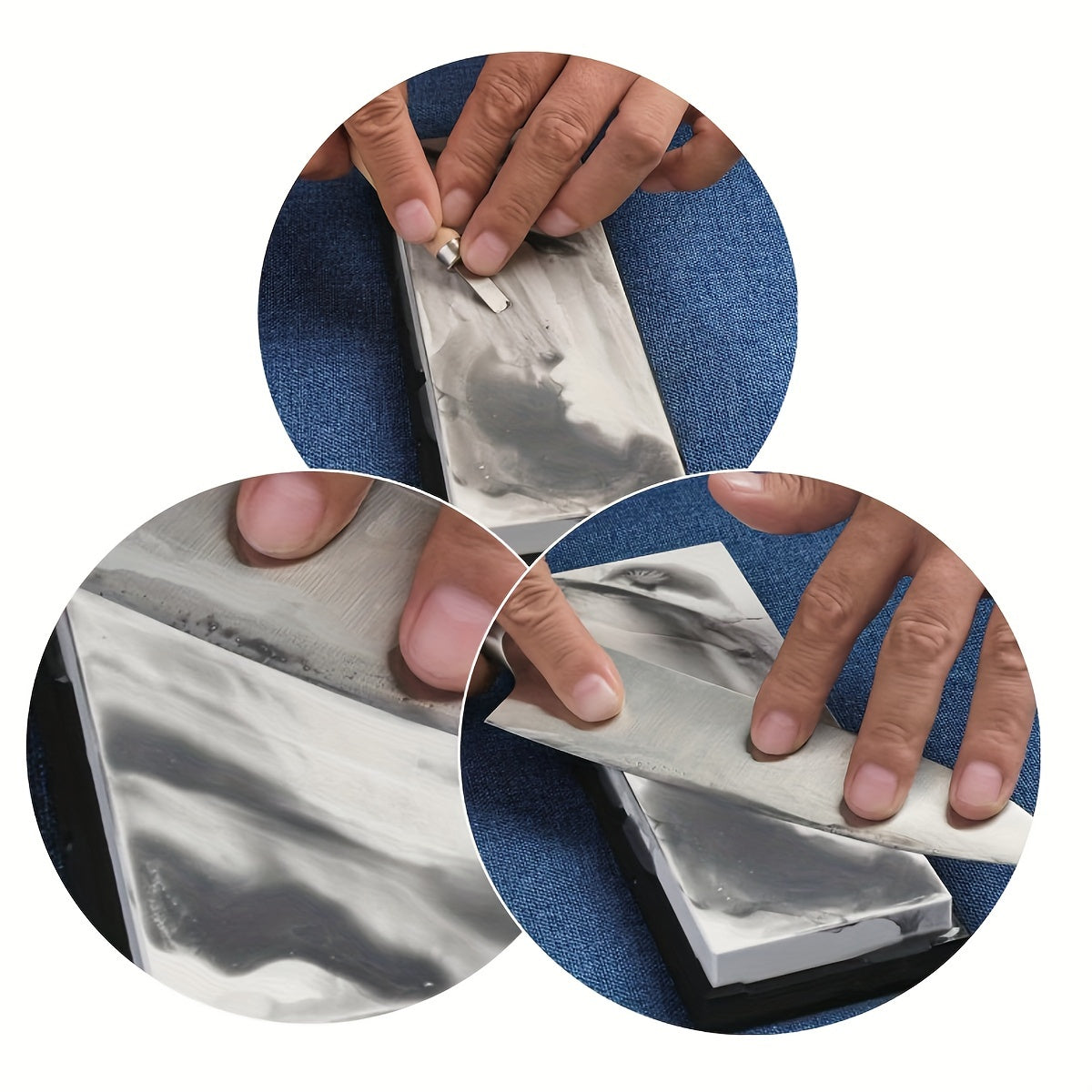 White Corundum Knife Sharpener for Kitchen and Woodworking Tools Non-Slip Base