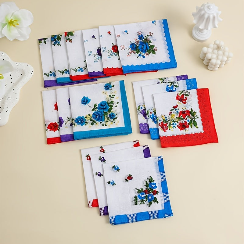 Set of 6 Cotton Handkerchiefs for Men and Women Butterfly and Bird Prints Soft and Absorbent