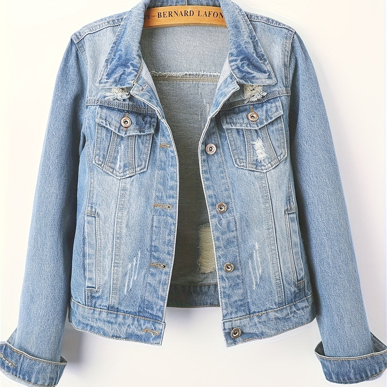 Plus o'lcham ayollar uchun denim kurtka vintage ilhomlangan yengil ko'k uzun qolli kundalik