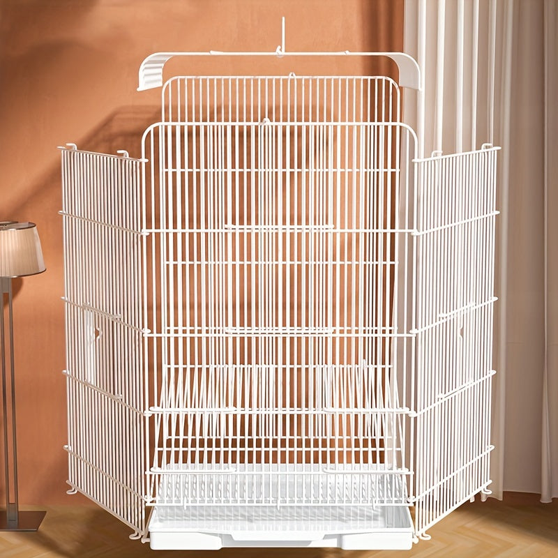 Large Metal Bird Cage for Parrots Budgies and Canaries Spacious Villa Style with Perches and Accessories