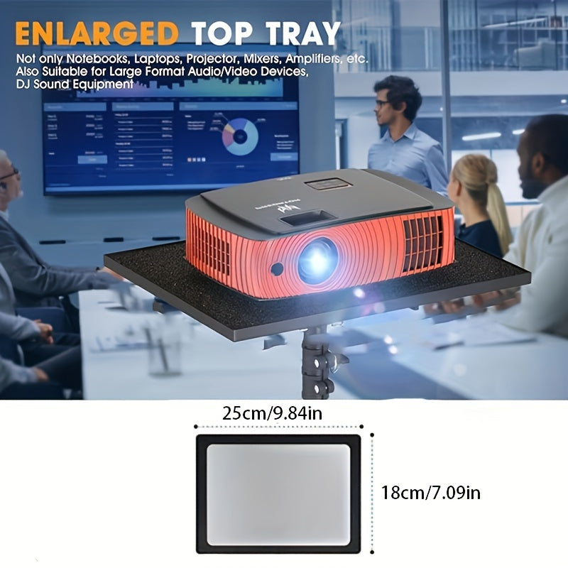 Soporte ajustable para proyector y portátil en acero inoxidable, altura de 30cm a 66cm