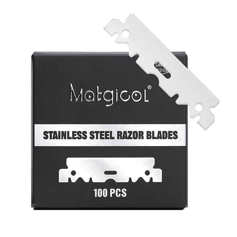 Cuchillas de afeitar de borde único para hombres, acero inoxidable, 100 unidades, afilado de precisión