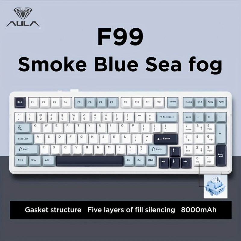 Mechanical Gaming Keyboard RGB Backlit 99 Keys Wireless Wired Hot Swap PBT Type-C