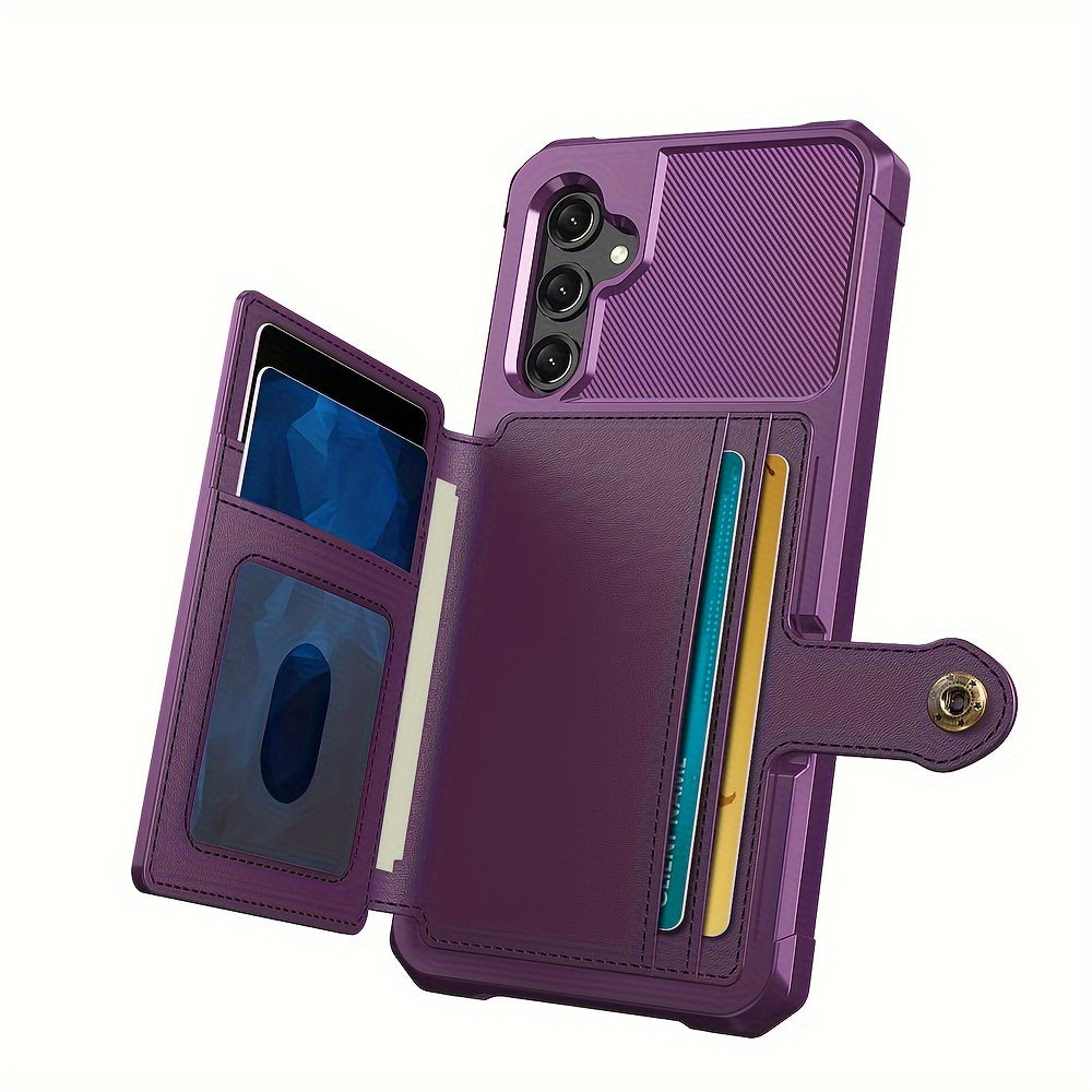 Faux Leather Card Holder Phone Case for Galaxy A55 5G A35 5G with Card Slot Shockproof Durable TPU Flip Wallet