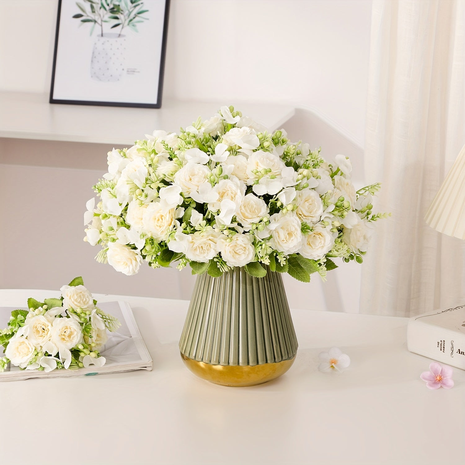 Ramos de flores artificiales peonía falsa para centros de mesa en el hogar y la oficina