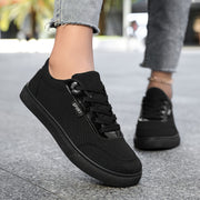 Women's Lightweight Breathable Black Skate Sneakers Casual Comfort Wide Sizes