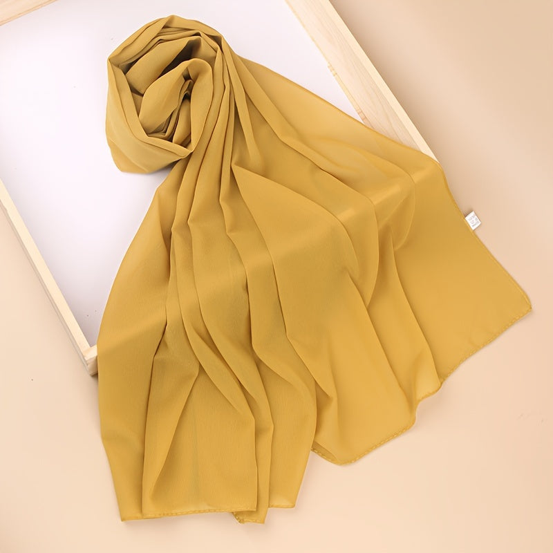 Ayollar uchun marvaridli hashamatli toʻliq rangli chiffon hijab turban sharf