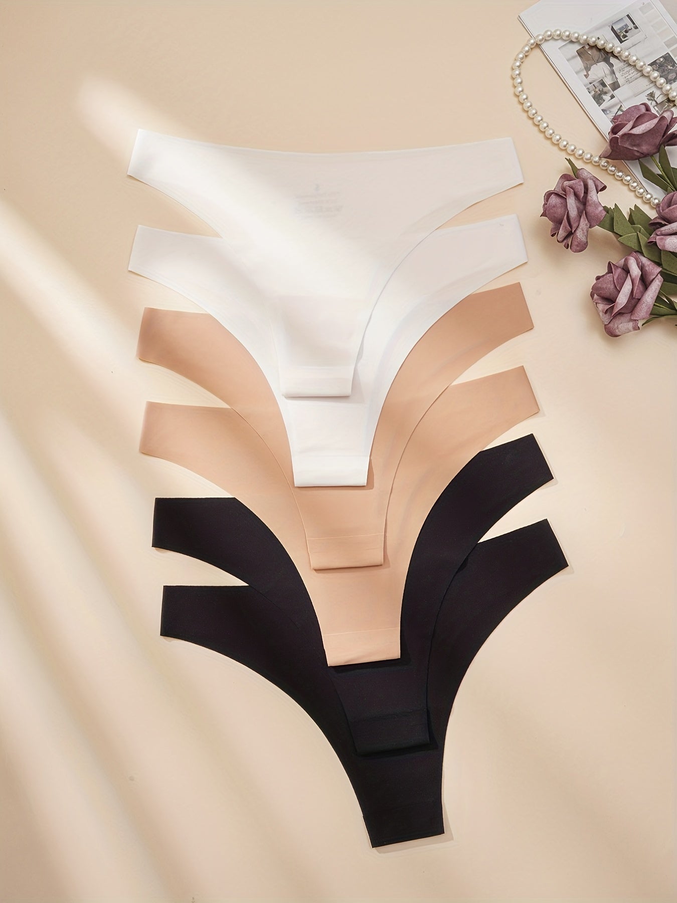 Women's Solid Cotton Thongs 6 Pack Soft Comfortable Stretchy Lingerie