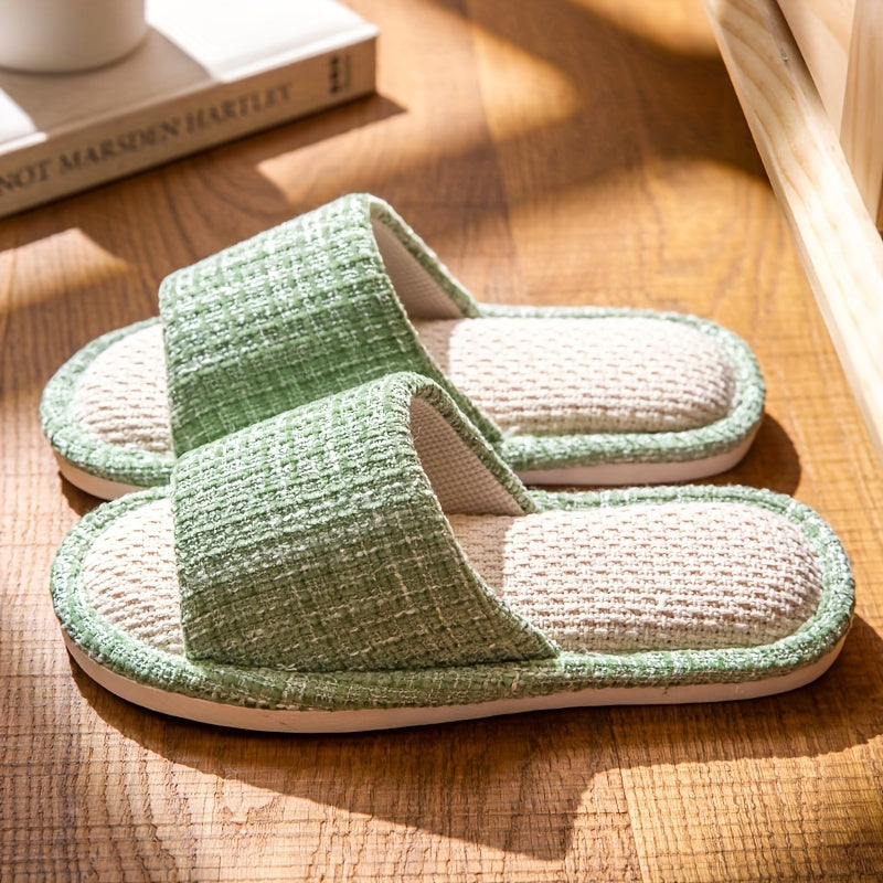 Women's Casual Linen Open Toe Indoor Slippers