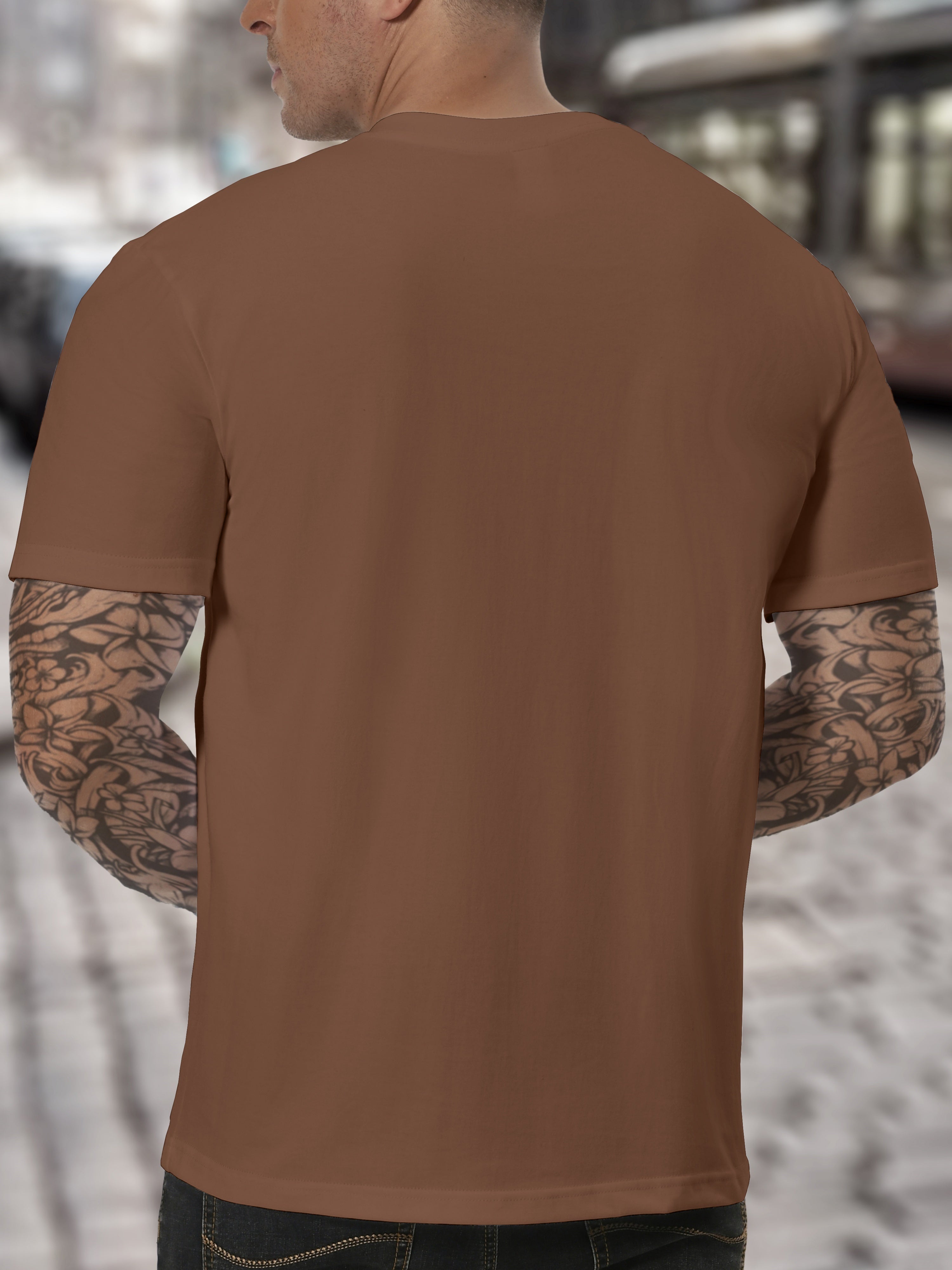 Men's Cotton Solid Color Crew Neck T-Shirt for Summer Comfort